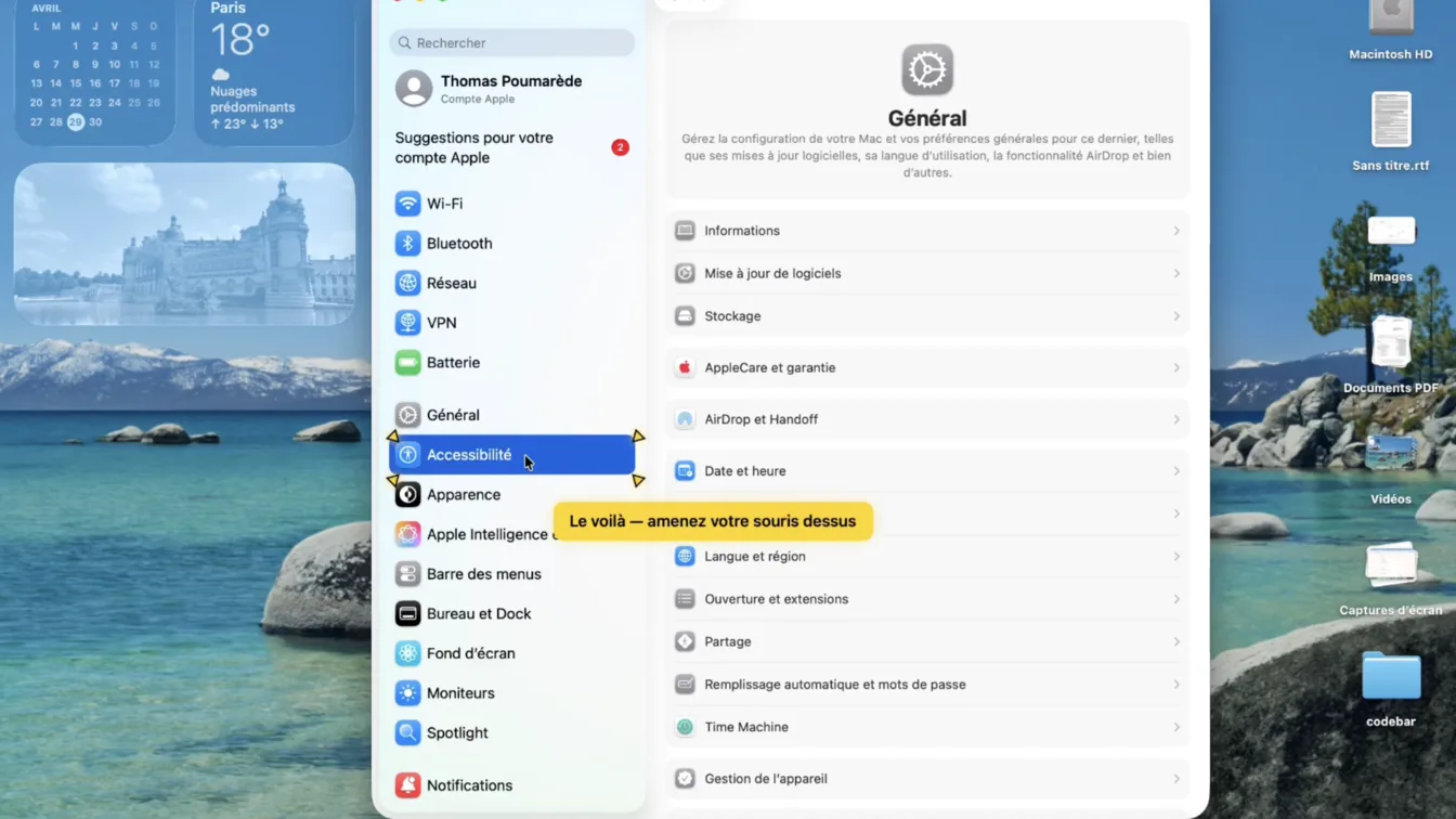 Démo Indigo — votre parent grossit le texte de son écran, seul